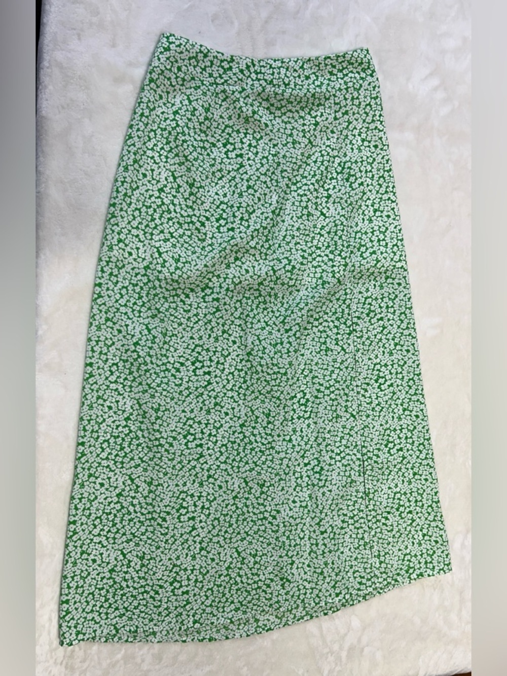 Green and White Floral Maxi Skirt
